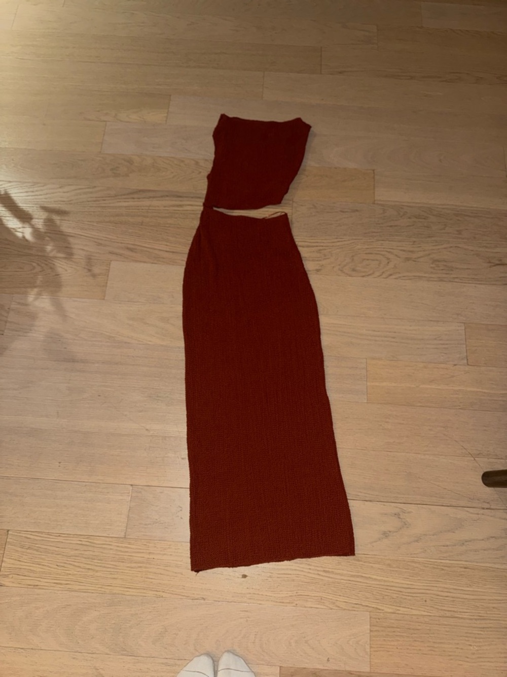 Zara rust textured knit two-piece set